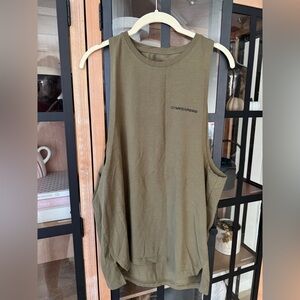 Gymreapers muscle tank top tee skull lighting olive green black training